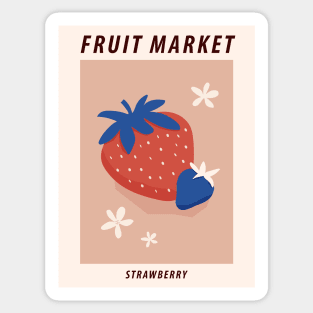 Fruit market print, Exhibition poster, Strawberry, Posters aesthetic, Cottagecore decor, Fruits, Food art Sticker